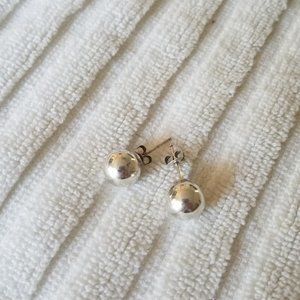Polished silver ball stud earrings